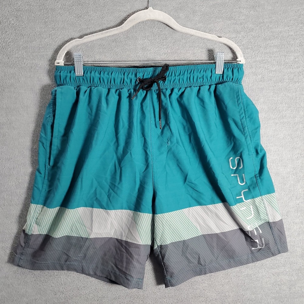Spyder Men Swimwear XL Blue Colorblock‎ Swim Trunks Surf Band Run Logo